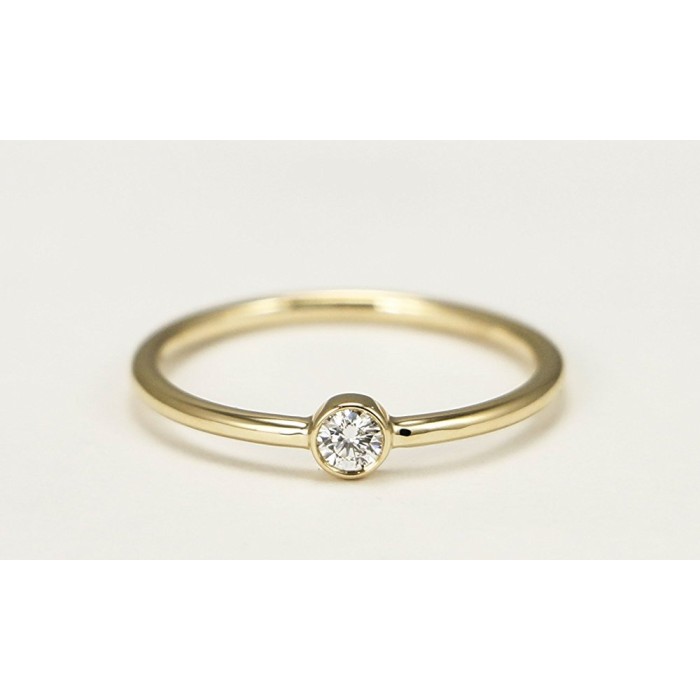 14 kt Yellow Gold Solitaire Ring With Bezel Diamond Engagement Ring